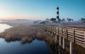 Fog in Marsh at Bodie Island Lighthouse NC Royalty Free Stock Photo