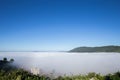 Fog in the morning with mountain at Khao Kho, Thailand Royalty Free Stock Photo