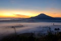 Fog in morning sunrise and road at Khao Takhian Ngo View Point a