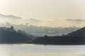 Fog, mountain, pine forest Royalty Free Stock Photo