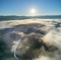 Fog in mountain and road at morning Royalty Free Stock Photo