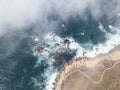 Fog and Northern California Coastline Aerial View Royalty Free Stock Photo