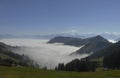 The fog-ocean over the swiss alps seen from Rigi-Kulm near Kaltbrunn in Central Switzerland Royalty Free Stock Photo