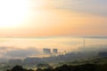 Fog over the city at dawn