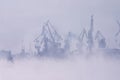 Fog over harbor Royalty Free Stock Photo