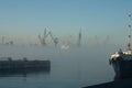 Fog over harbor Royalty Free Stock Photo
