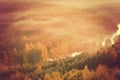 Fog over Neris river in Lithuania