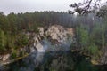 Fog over the Talc stone quarry in the Sverdlovsk region