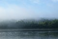 Fog over the Ural river Vishera Royalty Free Stock Photo