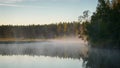 Dawn Lake Landscape. Fog over the water. Views of Russia Royalty Free Stock Photo