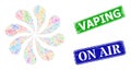 Textured Vaping Badges and Fog Particles Icon Colored Rotation Flower