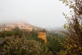 Fog and rain, a scenic small village in the hills of Provence Royalty Free Stock Photo