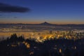 Fog Rolling in at Dawn over the cityscape of Portland Royalty Free Stock Photo