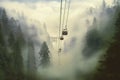 fog rolling in over a ski lift ride, creating a dreamy scene Royalty Free Stock Photo