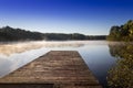 Fog settles on Lake Dow during sunrise in McDonough, GA.