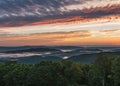 Fog Settles into Valley at Sunset Royalty Free Stock Photo