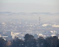 Fog and smog over the city, winter scene - Airpollution air pollution in winter, Valjevo, Serbia