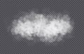 Fog or smoke cloud isolated on transparent background. Realistic smog, haze, mist or cloudiness effect.