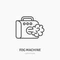 Fog, smoke machine flat line icon. Special effects equipment rental sign. Thin linear logo for event supplies store Royalty Free Stock Photo