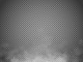 Fog or smoke transparent special effect. White vector cloudiness, mist or smog background. Vector illustration