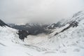 Fog and snow on the mountain