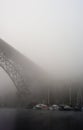 Fog and steeel bridge. seattle, USA