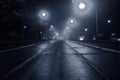 Fog on the street at night Royalty Free Stock Photo