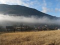 A fog strip above a Slovak village in Strazov hills