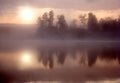 Fog Sun Morning Lake Royalty Free Stock Photo