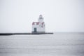 Fog surrounding the Kewaunee lighthouse in Kewaunee, Wisconsin