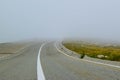 Fog on the Transalpina road DN67C. This is one of the most beautiful alpine routes in Romania Royalty Free Stock Photo