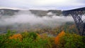 Fog under the bridge at Red river Gorge Royalty Free Stock Photo