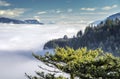 Fog in the valley Columbia River Gorge Oregon. Royalty Free Stock Photo