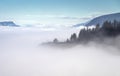 Fog in the valley Columbia River Gorge Oregon. Royalty Free Stock Photo