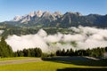 Fog in valley over Schladming, Dachstein Mountains, Alps, Austria Royalty Free Stock Photo