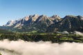 Fog in valley over Schladming, Dachstein Mountains, Alps, Austria Royalty Free Stock Photo