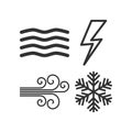 Fog, Wind, Thunder, Snowflake Outline Icons