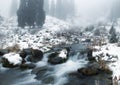 Fog and winter creek Royalty Free Stock Photo