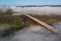 Fogbow or White Rainbow in Fog at Sunrise - New River Gorge Bridge - West Virginia Royalty Free Stock Photo