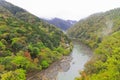 Foggy afternoon at Hozugawa River at Arashiyama park in Kyoto, J Royalty Free Stock Photo
