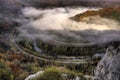 Foggy Autumn in the Donau vally in Germany Royalty Free Stock Photo