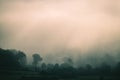 Foggy autumn landscape, sad feelings in the nature. Background with dark, soft colors. Bad mood, depression concept Royalty Free Stock Photo