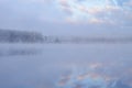 Foggy Autumn Shoreline of Deep Lake Royalty Free Stock Photo