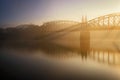 Foggy autumn morning. Misty Vysehrad church. Prague, Czech republic Royalty Free Stock Photo