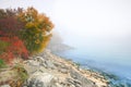 Foggy Autumn Scene Along Lake Ontario - Ashbridges Bay Park, Toronto Royalty Free Stock Photo