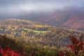 Foggy autumn view from Ravens Roost Overlook, on the Blue Ridge Parkway in Virginia Royalty Free Stock Photo