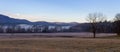 Foggy cades cove morning in great smoky mountains national park