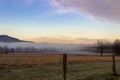 Foggy cades cove morning in great smoky mountains national park