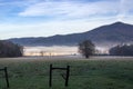 Foggy cades cove morning in great smoky mountains national park