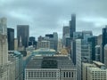 Foggy Chicago landscape after spring storm Royalty Free Stock Photo